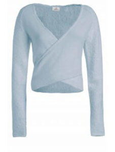 Overslag trui met lage V-hals in ijsblauw